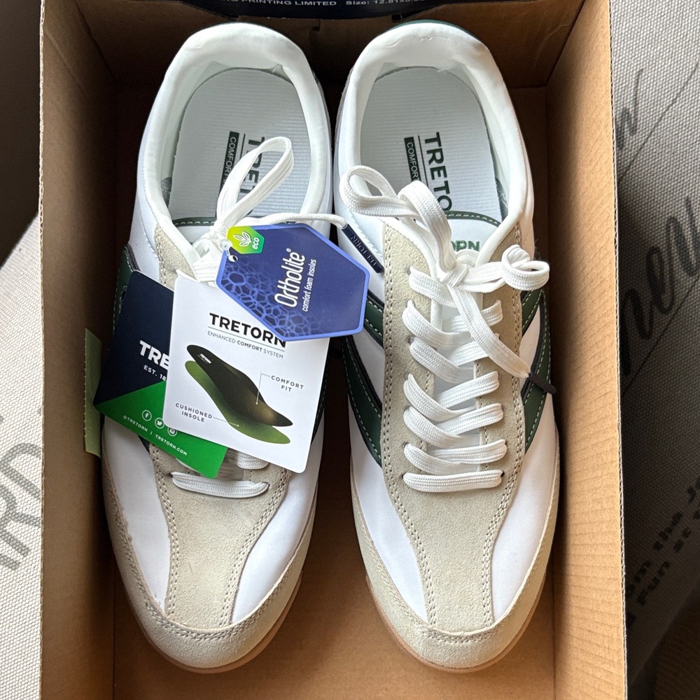 Tretorn Kristine Women's White and Green Casual Sneakers - Picture 4 of 7